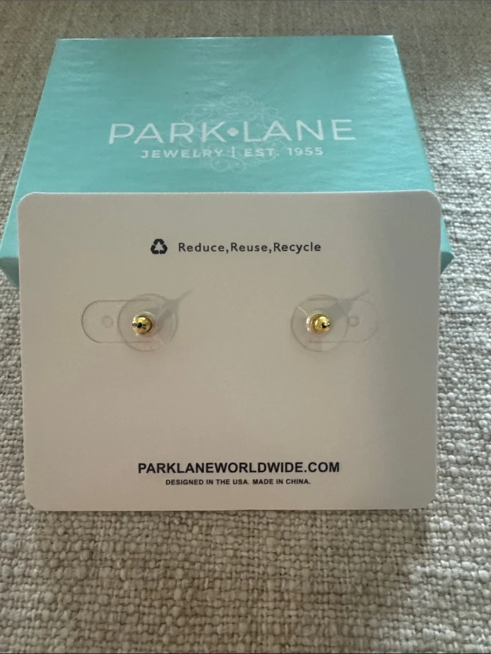 Park Lane Gold-Tone Pink Opal Stud Earrings. NIB